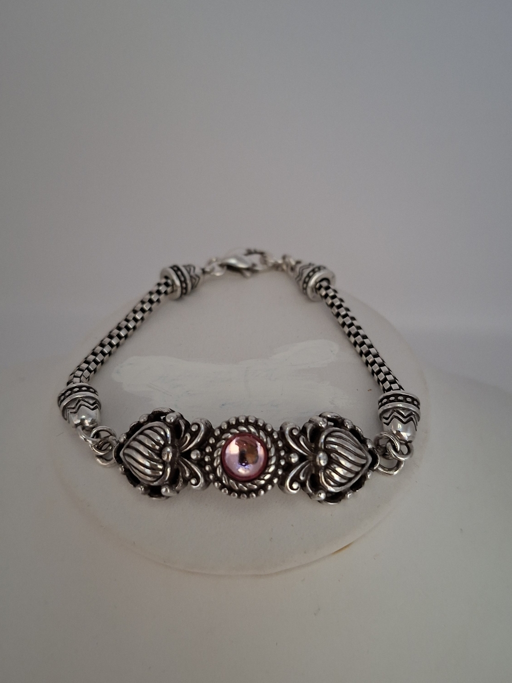 Brighton Pink Stone And Hearts Bracelet